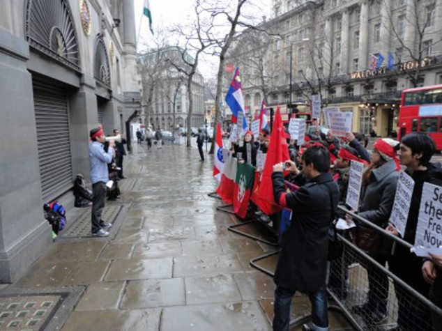 Representatives gave speech infront of High Commission of India, London, UK. Photo Credit: KCA UK